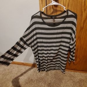 Slouchy gray and black striped sweater